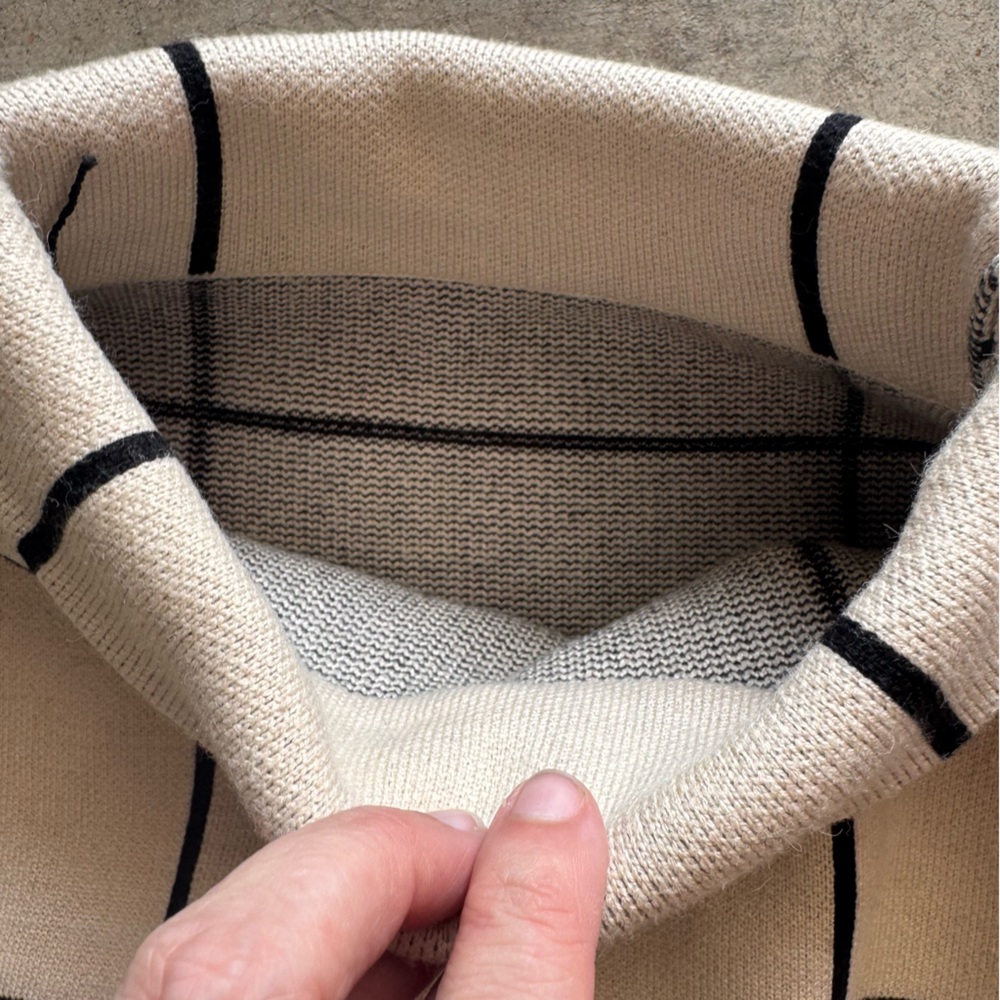 Chicwish Cream and Black Wool Sweater, Soft, Turtleneck, Size Small, Neutral - Picture 5 of 6